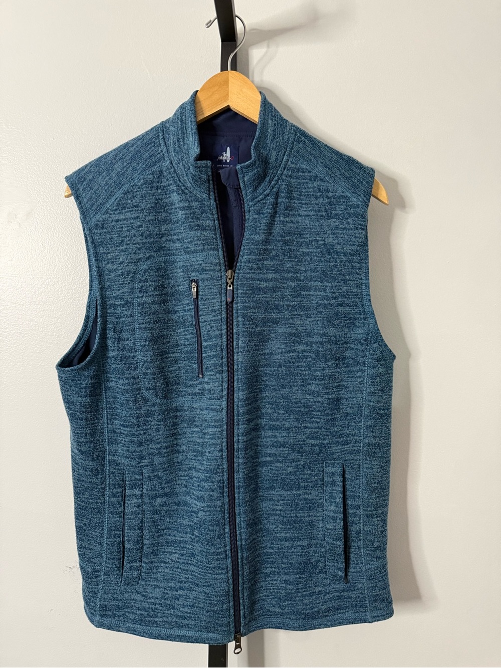 Men's Medium Johnnie-O Navy Blue TealKnit Zip-Front Vest